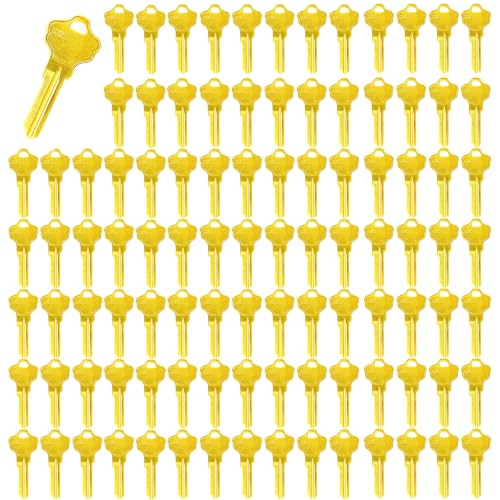 100PCS Brass Finish Key Blanks, KW10 (KWT) Uncut Blank Keys