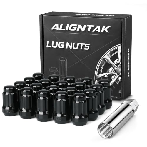 20PCS M12x1.5 6 Spline Lug Nuts, Black Closed End, 36mm Tall, 20mm OD, 60 Degree Conical Seat, Socket Key, for Select Accord Civic CR-V Impala Malibu Escape Aftermarket Wheels 20
