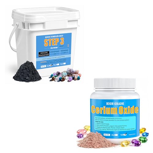 5LB Rock Tumbler Grit Step 3 Refill – Fine 600 Silicon Carbide Pre-Polish Grit & Red Cerium Oxide Final Polishing Grits