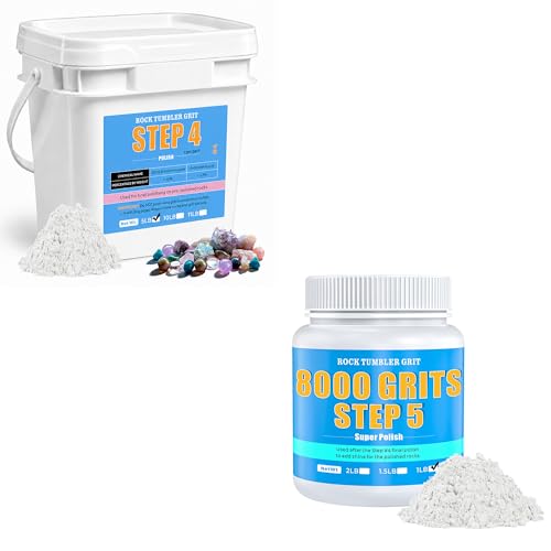 5LB Rock Tumbler Grit Step 4 Refill – 1200-Grit Aluminum Oxide Polish & 8000 Grit Aluminum Oxide Rock Tumbler Polish