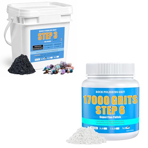 5LB Rock Tumbler Grit Step 3 Refill – Fine 600 Silicon Carbide Pre-Polish Grit & 17000 Grit Aluminum Oxide Rock Tumbler Polish