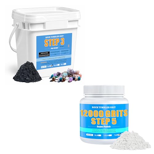 5LB Rock Tumbler Grit Step 3 Refill – Fine 600 Silicon Carbide Pre-Polish Grit & 12000 Grit Aluminum Oxide Rock Tumbler Polish