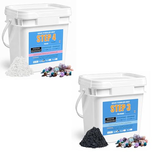 5LB Rock Tumbler Grit Step 3 Refill – Fine 600 Silicon Carbide Pre-Polish Grit & 5LB Rock Tumbler Grit Step 4 Refill – 1200-Grit Aluminum Oxide Polish