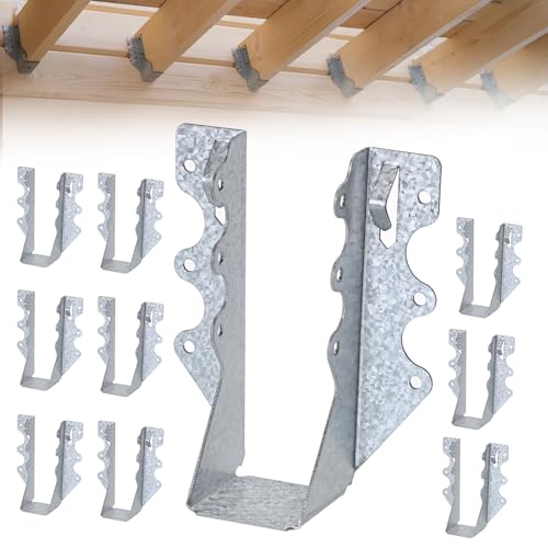 16 PCS 2x6 Steel Joist Hangers, 20 Gauge Galvanized Brackets for Wood 16