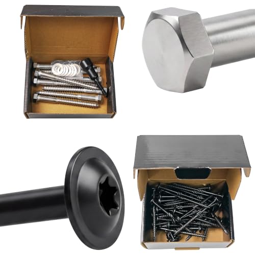 (8Sets) 3/8 Bolt, 3/8" x 4" Hex Head Lag Bolts & Lag Screws 4 Inch, #14 x 4 Wood Screws, 50-Pack Heavy Duty Self Drilling Structural Screw, Washer Head, Heavy Duty Lag Screws with Washers