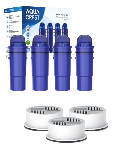 AQUA CREST CF10A Water Filter Replacement for Pur® Plus Pitcher Water Filter, NSF Certified 4 Pack and AQUA CREST CF96 Water Filter Compatible with LS Home Pitcher and Dispenser Systems 3 Pack Bundle