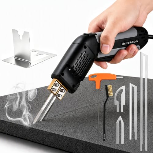 300W Hot Knife Foam Cutter, 600°C Fast Heat, With 4 Blades, Active Cooling Black