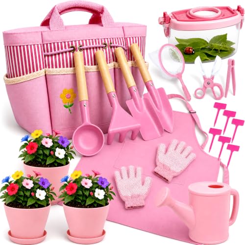 Rileryan 21 PCS Kids Gardening Tools Set Bug Catcher Kit for Kids Girls