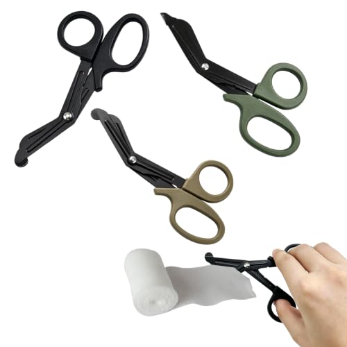 Pack of 3 Medical Bandage Scissors, Bandage Scissors, Rescue Scissors, Stainless Steel Bandage Scissors, Medical Scissors for Nurses, Medical Students, Emergency Room