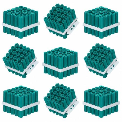 Lineshading 200 Pcs Anchors,1/4 X 1-1/4" for #10 or 3/16" Screws,Green 1/4 x 1-1/4" for #10 or 3/16" Screws Green