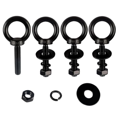 1/2" x 1-1/4" Black Stainless Steel Eye Bolts with Nut Washer, M12X30mm Eyebolts for Swing Chair, Hammock At Garden and Balcony Hanging String Lights 1/2" x 1-1/4" Black