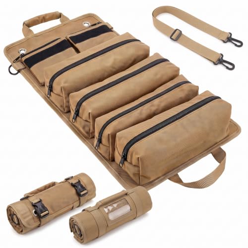 Tool Roll Organizer, Roll Up Tool Bag for Mechanics, Shoulder Strap