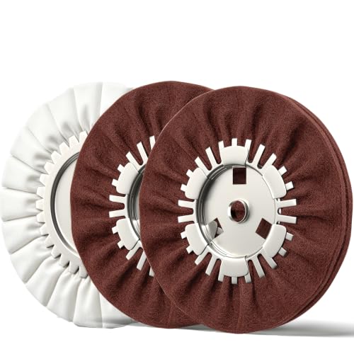 8" Non-Woven Airway Satin Buffing Wheel, 3 PCS Polishing Wheel for Angle Grinder, Ideal for Sanding & Polishing Aluminum, Stainless Steel (5/8" Arbor Hole)