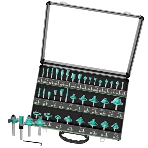 CSOOM 35 Pieces 1/4 Inch Router Bit Set, Woodworking Tools for Beginners 35PC