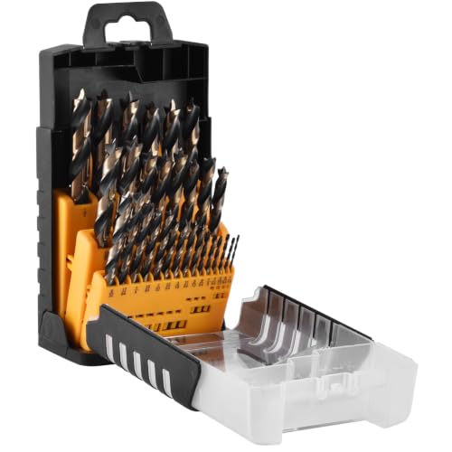 29PCS Brad Point Wood Drill Bit Set, 1/16"-1/2", 1/64" Increments