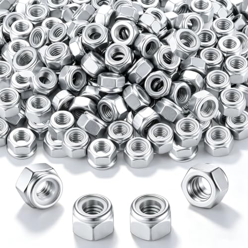 200 Pcs 5/16"-18 Nylon Insert Hex Lock Nuts, Carbon Steel Bulk