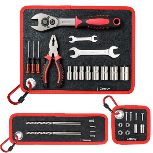 3Pcs Magnetic Tool Mat&Carabiner,Storage Organizer for Auto,Wrench,Screw Red 3-Piece Set with Hooks