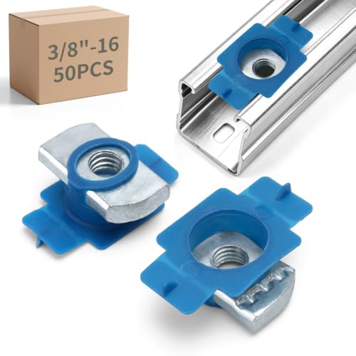 3/8"-16 Twist-Lock Strut Channel Nuts for 1-5/8" Channels, 50 Pcs 3/8"-16
