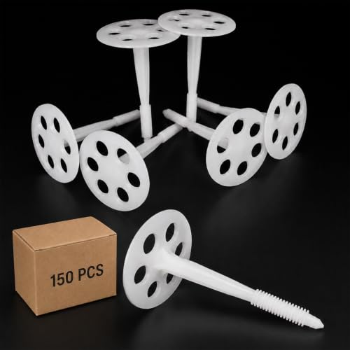 150 Pcs 4" Plastic Insulation Fasteners for Rigid Foam Board 1