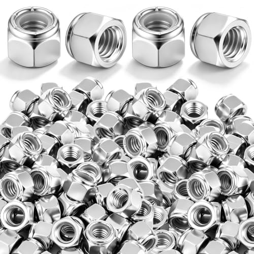 Zonon 200 Pack 3/8"-16 Nylon Insert Lock Hex Nuts, Grade 2, Coarse Thread
