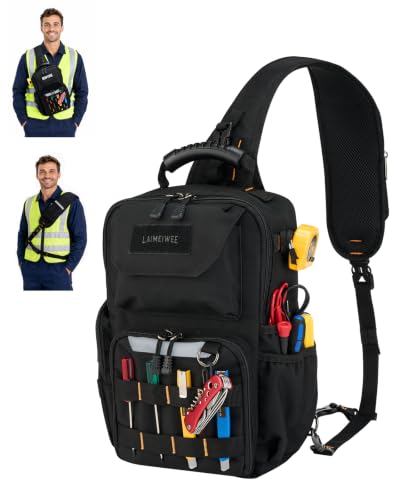 Electrician Tool Chest Bag, Tactical HVAC 3-Point Harness Black