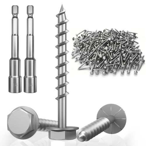 Connector Screws #9 x 1-1/2", Replace 9112R300 and 10D Nail 1/4" Hex Drive, Heavy-Duty Joist Hanger Screws for Decking,Framing Connections,500 Hours Salt Spray Test, Mechanical Galvanized