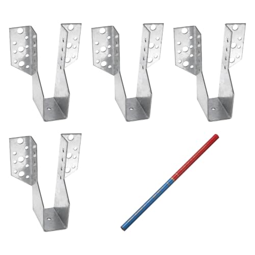 uxcell 4 Pcs Joist Hanger, 2"x6" Galvanized Steel Double Shear Face Mount Joist Hanger Brackets for Rafter, Wood Construction, Connector for Roof, Deck, Ceiling Joists, 1.69" Inner Width
