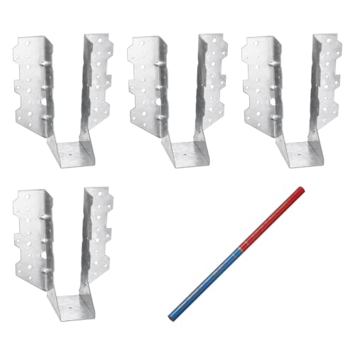 uxcell 4 Pcs Joist Hanger, 2"x6" Galvanized Steel Double Shear Face Mount Joist Hanger Brackets for Rafter, Wood Construction, Connector for Roof, Deck, Ceiling Joists, 1.57" Inner Width