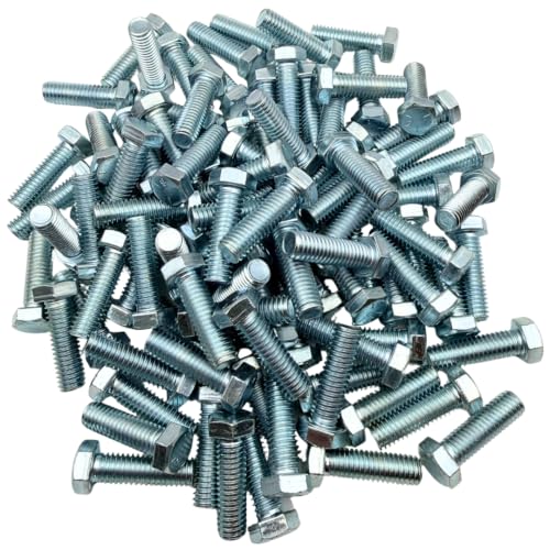 3/8"-16 x 1-1/4" Grade 5 Bolts (100-Pack) – Heavy-Duty Hex Bolts Only – SAE J429 1.25" Coarse Thread Bolts Clear Zinc Plated