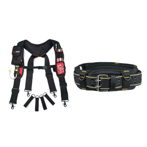 MELOTOUGH Magnetic Tool Belt Suspenders with Magnetic WristBand,Padded Tool Belt for Men, Heavy Duty Work Belt with D ring
