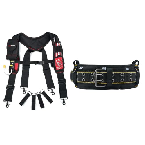 MELOTOUGH Magnetic Tool Belt Suspenders with Magnetic WristBand,Padded Tool Belt for Men with handle strap, Heavy Duty Work Belt with D ring