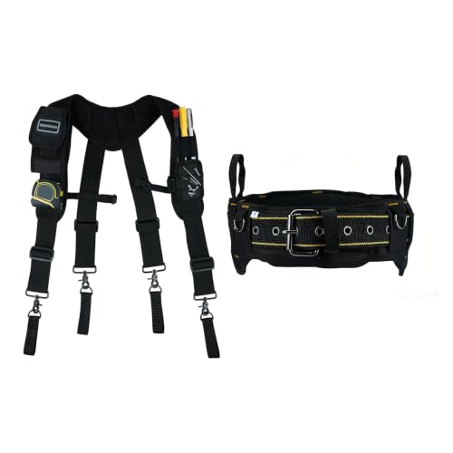 MELOTOUGH Magnetic Tool Belt Suspenders with Magnetic WristBand,Padded Tool Belt for Men with handle strap, Heavy-Duty Work Belt with D ring