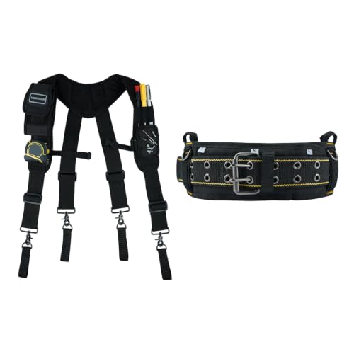 MELOTOUGH Magnetic Tool Belt Suspenders with Magnetic WristBand,Padded Tool Belt for Men with handle strap