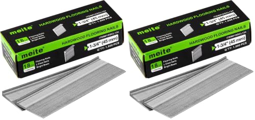 meite 18 Gauge Flooring Nails, 1-3/4 Inch 18GA L-Cleat Nails Hardwood Flooring Nails for Hardwood Installation, Compatible with 18GA Flooring Nailers (1000 Counts) (Pack of 2) 1-3/4 Inch (Pack of 2)