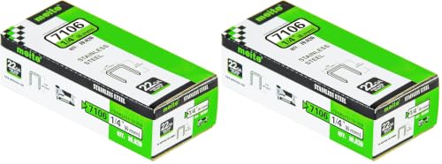 meite 71/06 22 Gauge 304 Stainless Steel Upholstery Staples, 3/8-Inch Crown with 1/4-Inch Leg Length, Heavy Duty Staples for Construction, Furniture, Crafts & DIY Projects (1 Box) (Pack of 2) 1/4" (6 mm) (Pack of 2) 1 Box