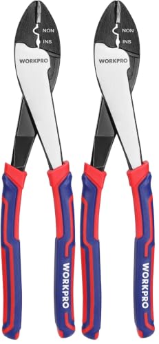 WORKPRO 9.5" Wire Cutter/Crimper, Wire Crimping/Cutting Tool for 10-22 AWG Terminals and Connectors, Designed for Insulated and Non-Insulated Connections (Pack of 2) 9.5 inches (Pack of 2)