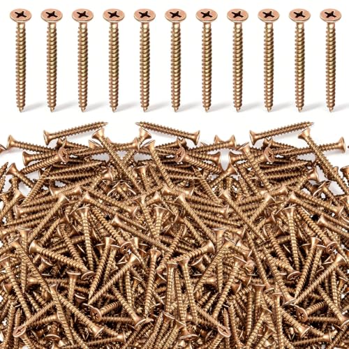 2000 Pcs #6 × 1-5/8 Inch Coarse High Hardness Drywall Screws, Yellow Zinc Plated Bugle Head Screws for Drywall and Wood