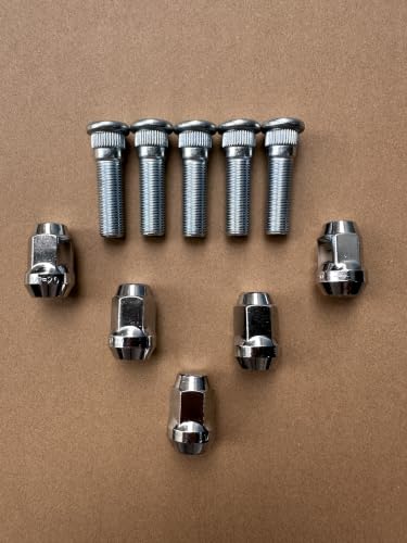 5pcs Front Wheel Studs 610-449 1/2-20 0.625 in. Knurl 1.93 in. Length with Lug Nuts Replacement for Jeep Wrangler 1999-2006, TJ 1997-2006