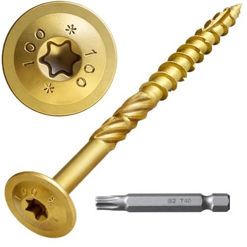 Lag Screws, 5/16" x 4" Structural Screws, 50PCS Construction Lag Screws, Rust Resistant, T40 Star Drive Bit Suitable for Outdoor Wooden Structures, Decks, Fences, Frames 5/16" x 4" 50