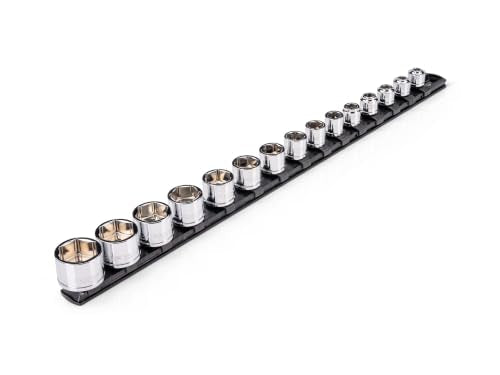 TEKTON 3/8 Inch Drive Extra-Shallow 6-Point Socket Set with Rail, 15-Piece (1/4-1 in.) | SHD91129 15-piece (1/4 - 1 In.)