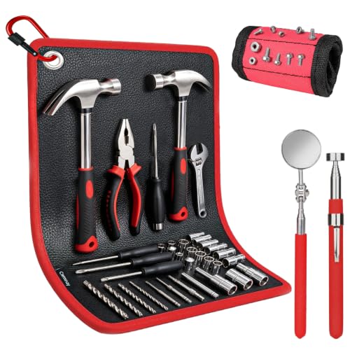 Magnet Repair Tool Kit,Magnetic Tool Mat,Wristband,Magnetic picker&Mirror Red_4PK_Mag_Set