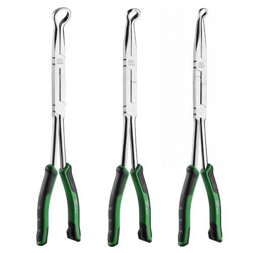 SK 3-Piece Hose Pliers Set, 13'' Double Jointed Long Reach Hose Grip Pliers
