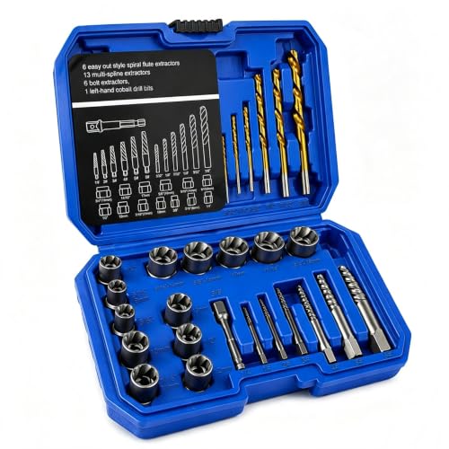 26Pcs Bolt Extractor Kit,Left Hand Drill Bits,Easy Out Screw Bolt Extractor