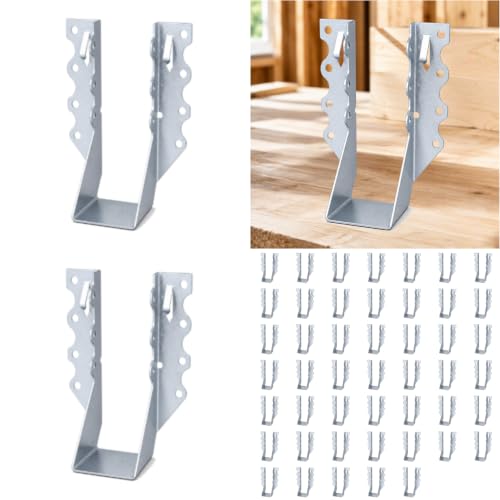 80 Pack 2x6 Joist Hangers, 20 Gauge Galvanized Wood Connectors | Fits Nominal 2 x 6 Lumber, Actual 1-1/2 x 5-1/2 in; Face-Mount Galvanized Brackets for Deck, Floor, Pergola Framing