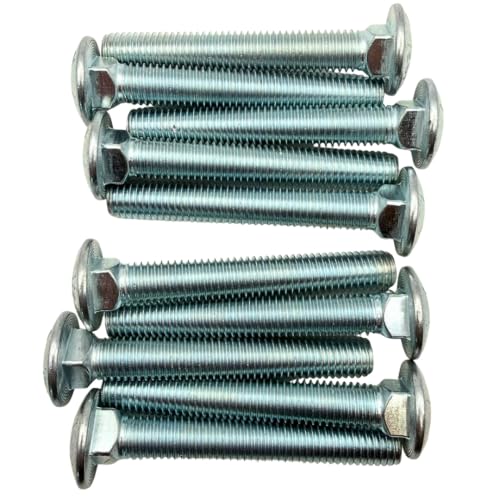1/2"-13 x 3-1/2" Grade 8 Carriage Bolts (10-Pack) – Heavy-Duty Coarse Thread Bolts – Round Head Square Neck SAE J429 3.5" Clear Zinc Trivalent Finish 1/2" x 3-1/2" Bolts Only 10