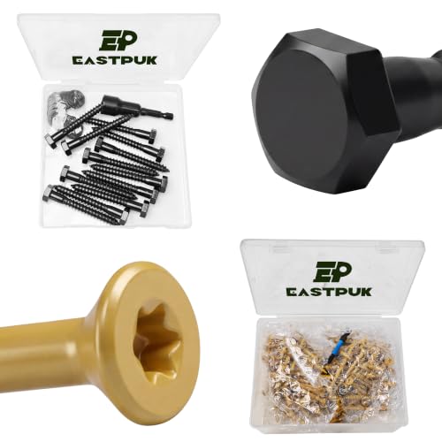 (12Sets) 5/16" x 2-1/2" Hex Head Lag Bolts & 152 PCS 2lb, Wood Screws #10x2-1/2, Deck Screws 2-1/2 Inch, Torx/Star Drive Head Deck Screw, Heavy Duty Lag Screws with Washers