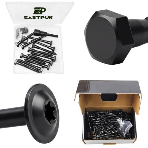 (12Sets) 5/16" x 2-1/2" Hex Head Lag Bolts & 50-Pack #14 x 3 Wood Screws, Lag Screws 3 Inch, Heavy Duty Lag Screws with Washers, T30 Star Drive (with Bit), for Exterior Wood and Timber Fasteni