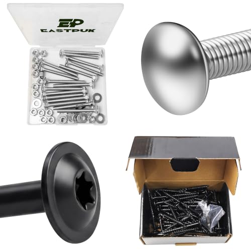 (16 Sets) 1/4-20 x 2-1/2 Carriage Bolts with Nuts and Washers & 50-Pack Heavy Duty Self Drilling Structural Screw, #14 x 3 Wood Screws, Lag Screws 3 Inch, 1/4 Carriage Bolts Screws