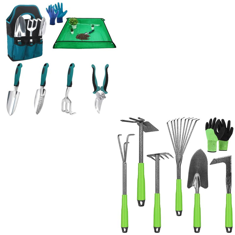 7 Piece Gardening Kit with Non Slip Ergonomic Handle + Garden Tools 7 Pack Garden Tool Set with Ergonomic Non-Slip Handle