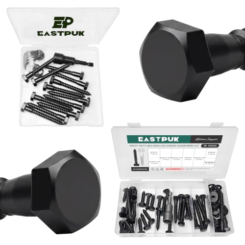 (12Sets) 5/16" x 2-1/2" Hex Head Lag Bolts & 74Pcs 5/16 Hex Head Lag Bolts Screws Assortment Kit, Heavy Duty Lag Screws with Washers, 304 Stainless Steel, Bolt for Wood, Partial Thread